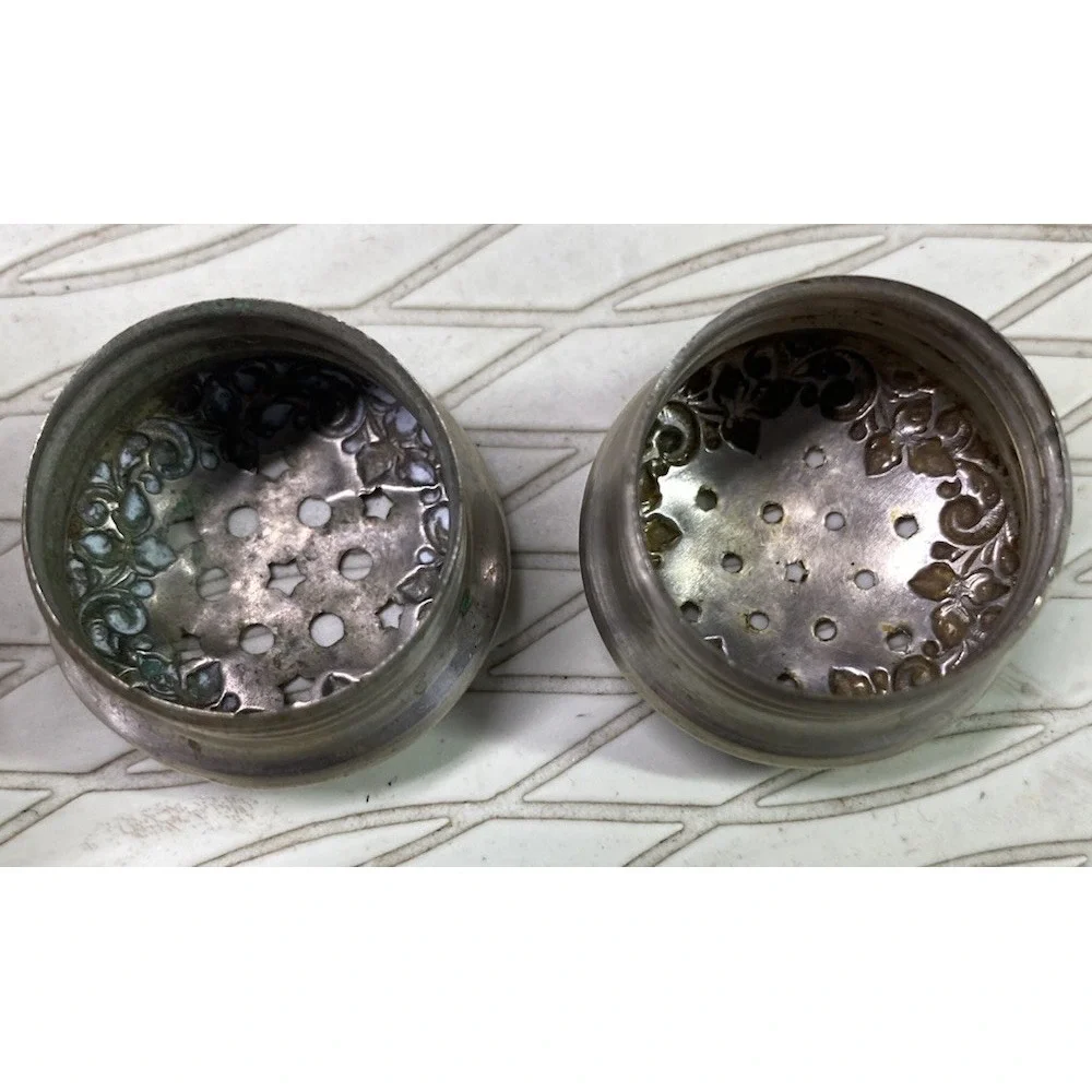 Vintage Mid Century Clear Leaded Crystal Pineapple Pattern Salt & Pepper Shakers